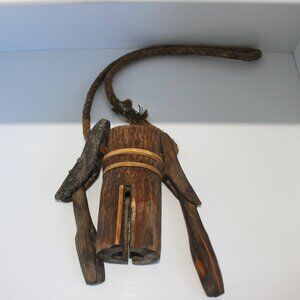 Vintage Wooden Cow/Buffalo Bell Double Clackers Hand Carved Thailand